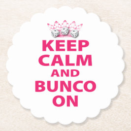 Hou Calm Bunco op Retro Funny Dice Kartonnen Onderzetters