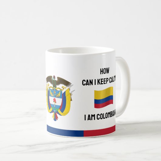 Hou Calm Colombia & Funny Text, Colombiaanse vlag Koffiemok (Voorkant rechts)