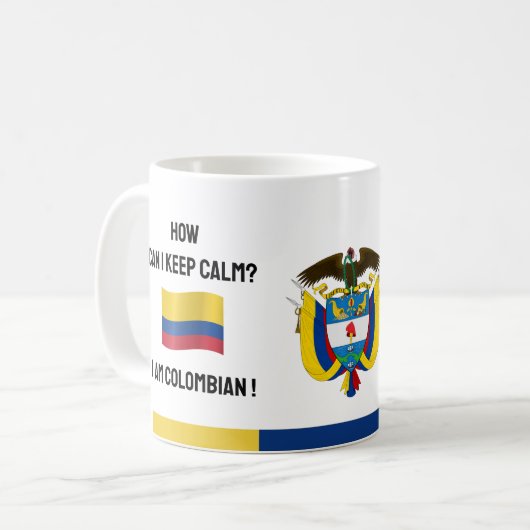 Hou Calm Colombia & Funny Text, Colombiaanse vlag Koffiemok (Voorkant links)