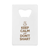 Hou Calm en Don't Shart Creditkaart Flessenopener (Achterkant)