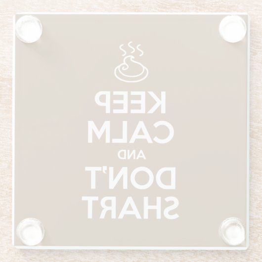 Hou Calm en Don't Shart Glazen Onderzetter (Achterkant)