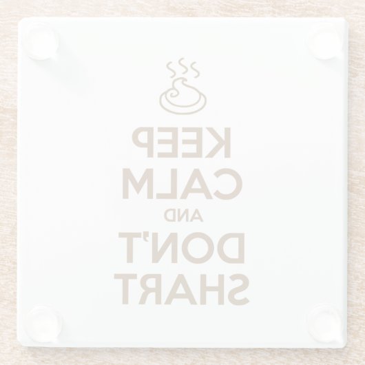 Hou Calm en Don't Shart Glazen Onderzetter (Achterkant)