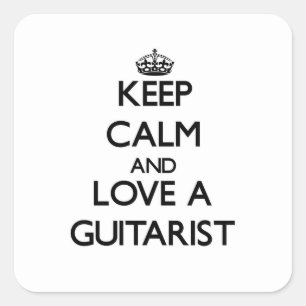 Hou Calm en hou van gitarist Vierkante Sticker