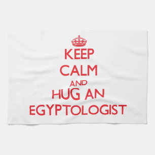 Hou Calm en Hug een Egyptoloog Theedoek