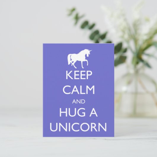 Hou Calm en Hug een Unicorn Briefkaart (Staand voorkant)