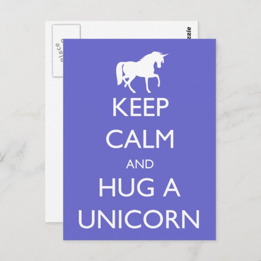 Hou Calm en Hug een Unicorn Briefkaart (Voorkant / Achterkant)