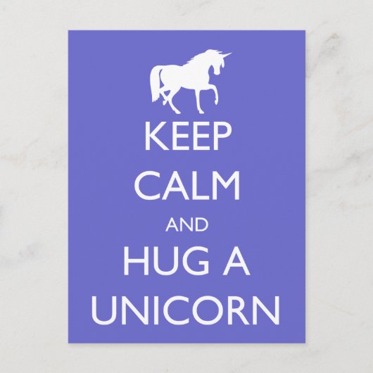 Hou Calm en Hug een Unicorn Briefkaart (Voorkant)