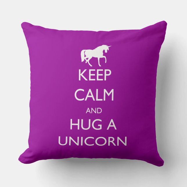 Hou Calm en Hug een Unicorn Kussen (Voorkant)