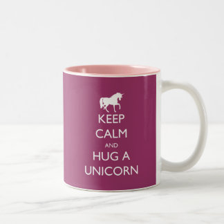 Hou Calm en Hug een Unicorn Tweekleurige Koffiemok