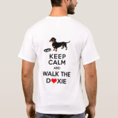 Hou Calm en loop de Doxie.  Funny Dachshund T-shirt (Achterkant)