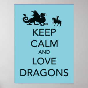 Hou Calm en Love Dragons fijn poster