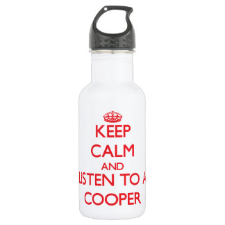 Hou Calm en luister naar een Cooper Waterfles