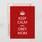 Hou Calm en Obey mama Briefkaart (Voorkant / Achterkant)