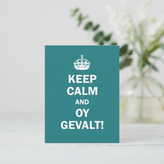 "Hou Calm en Oy Gevalt!" Briefkaart (Staand voorkant)