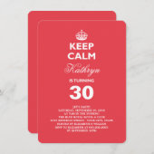 Hou Calm Funny Milestone Birthday Party Invite Kaart (Voorkant / Achterkant)