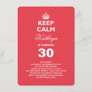 Hou Calm Funny Milestone Birthday Party Invite Kaart