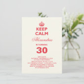 Hou Calm Funny Milestone Birthday Party Invite Kaart (Staand voorkant)