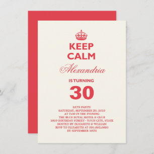 Hou Calm Funny Milestone Birthday Party Invite Kaart