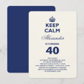 Hou Calm Funny Milestone Birthday Party Invite Kaart (Voorkant / Achterkant)