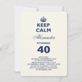 Hou Calm Funny Milestone Birthday Party Invite Kaart (Voorkant)