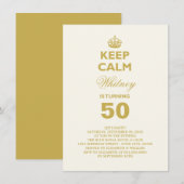 Hou Calm Funny Milestone Birthday Party Invite Kaart (Voorkant / Achterkant)