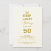 Hou Calm Funny Milestone Birthday Party Invite Kaart (Voorkant)