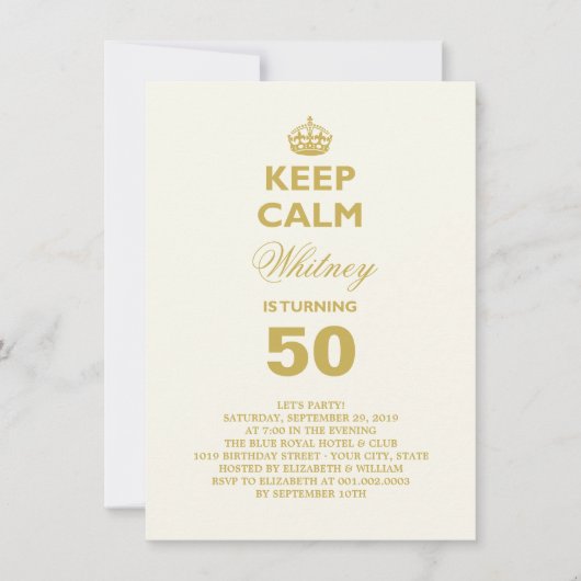 Hou Calm Funny Milestone Birthday Party Invite Kaart (Voorkant)
