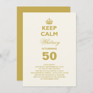 Hou Calm Funny Milestone Birthday Party Invite Kaart