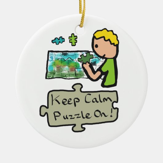 Hou Calm Jigzaag Puzzle Keramisch Ornament (Voorkant)