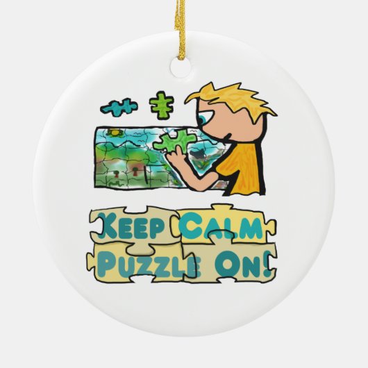 Hou Calm Jigzaag Puzzle Keramisch Ornament (Achterkant)