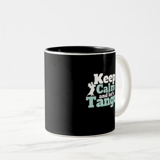 Hou Calm Let's Tango Funny Ballroom Danser Dance Tweekleurige Koffiemok (Voorkant rechts)