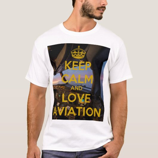 Hou Calm love Aviation Club airliner white T-Shir T-shirt (Voorkant)