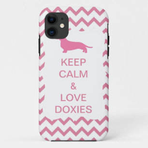 Hou Calm & Love Doxies Pink Zigzag iPhone 11 Hoesje