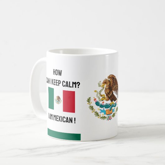 Hou Calm Mexico & Funny Text, Mexicaanse vlag Koffiemok (Voorkant links)