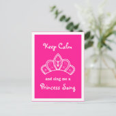 Hou Calm Pink Princess Song Party Briefkaart (Staand voorkant)