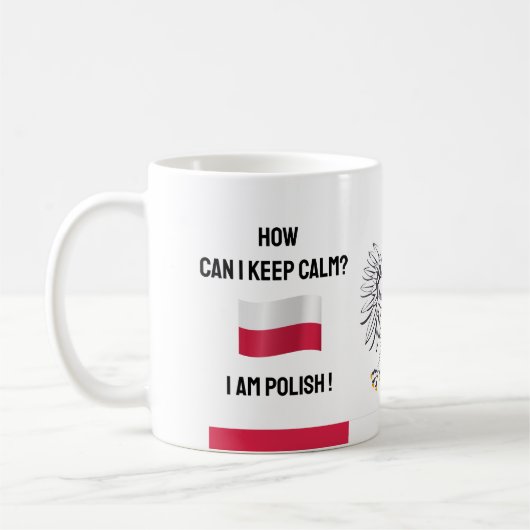 Hou Calm Poland & Funny Text, Poolse vlag Koffiemok (Links)