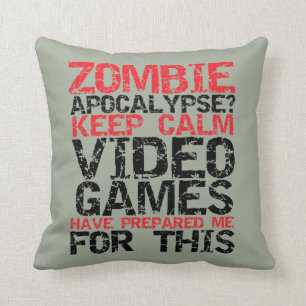 Hou Calm Zombie Apocalypse Pillow voor Gamer Geek Kussen