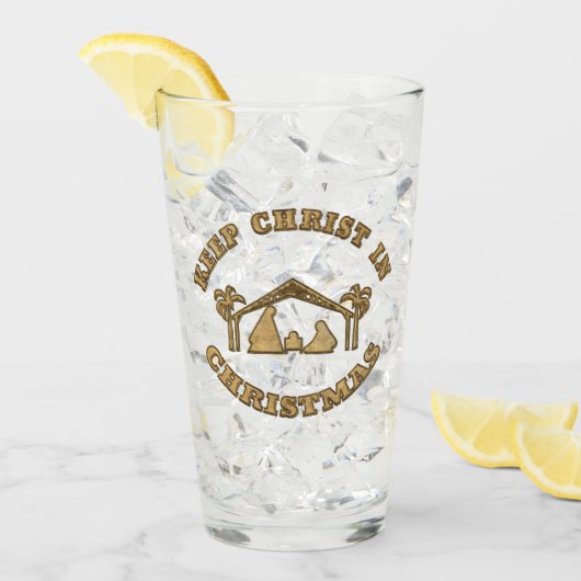 Hou Christus in de kerstsfeer 16 oz glas (Voorkant ijs)