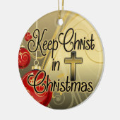Hou Christus in Kerstmis met Christelijk kruis met Keramisch Ornament (Links)