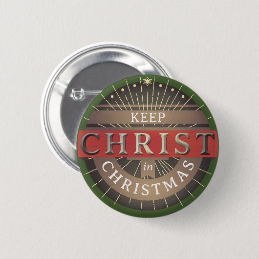 Hou Christus in Kerstmis. Ronde Button 5,7 Cm (Voorkant /achterkant)