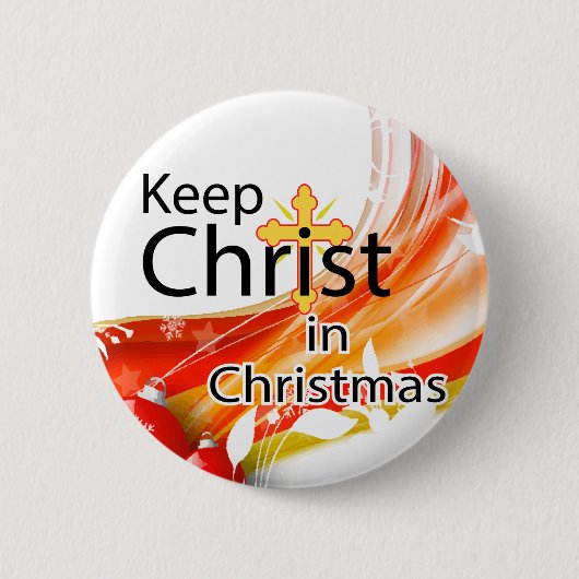 Hou Christus in Kerstmis, Swirl Ronde Button 5,7 Cm (Voorkant)
