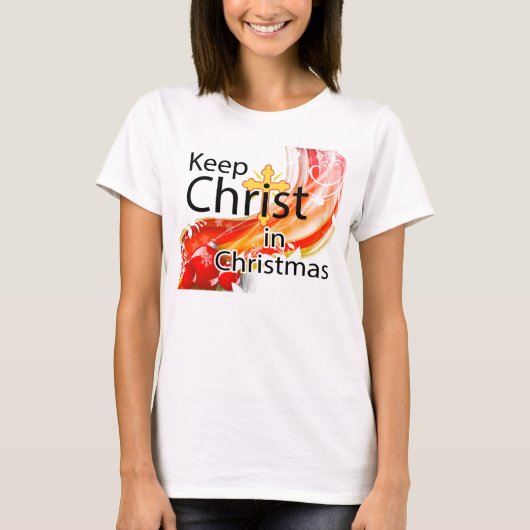 Hou Christus in Kerstmis, Swirl T-shirt (Voorkant)