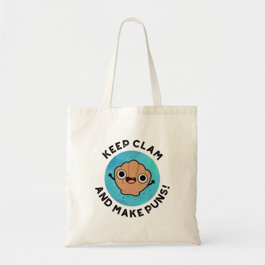 Hou Clam en maak Puns Funny Shell Pun Tote Bag (Voorkant)