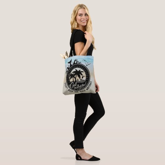 Hou dat strand niet op dat grappige Typografische Tote Bag (Op model)
