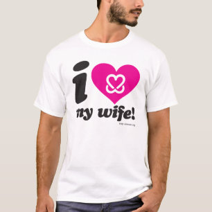 Hou een borst "Ik hou van mijn vrouw" T-shirt