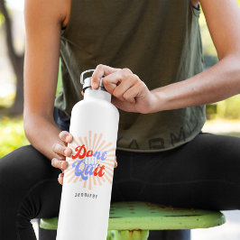 Hou er niet mee op doe het Motivatie Oranje Paarse Waterfles