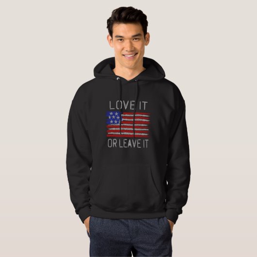 Hou er van of laat de Amerikaanse vlag achter Hoodie (Voorkant volledig)