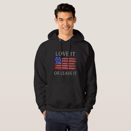 Hou er van of laat de Amerikaanse vlag achter Hoodie (Voorkant volledig)