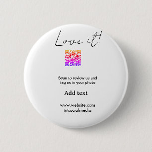 Hou ervan scan QR review sociale media foto delen Ronde Button 5,7 Cm
