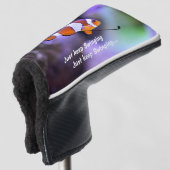 Hou gewoon door met het zwoegen van visgolfer golfheadcover (3/4 voorkant)